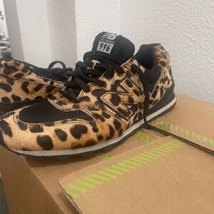 New Balance Leopard Print Sneakers - Black and Tan